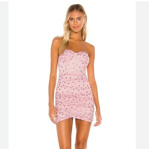Superdown Fifi pink strapless mesh mini Dress